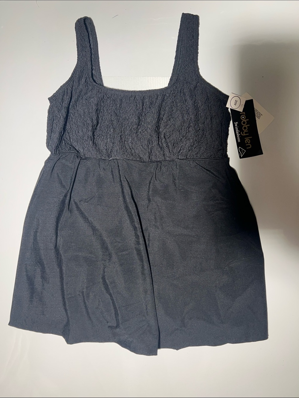 ROBBY LEN Black Textured One-Piece Swimsuit